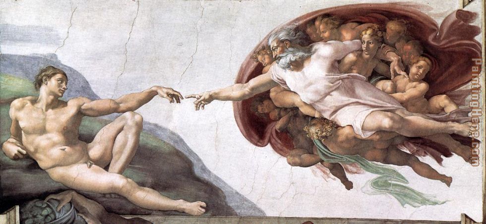 Creation of Adam painting - Michelangelo Buonarroti Creation of Adam art painting
